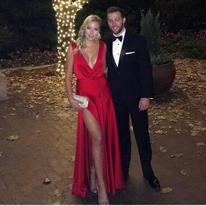 Fame and Partners Red Silk Essie Dress